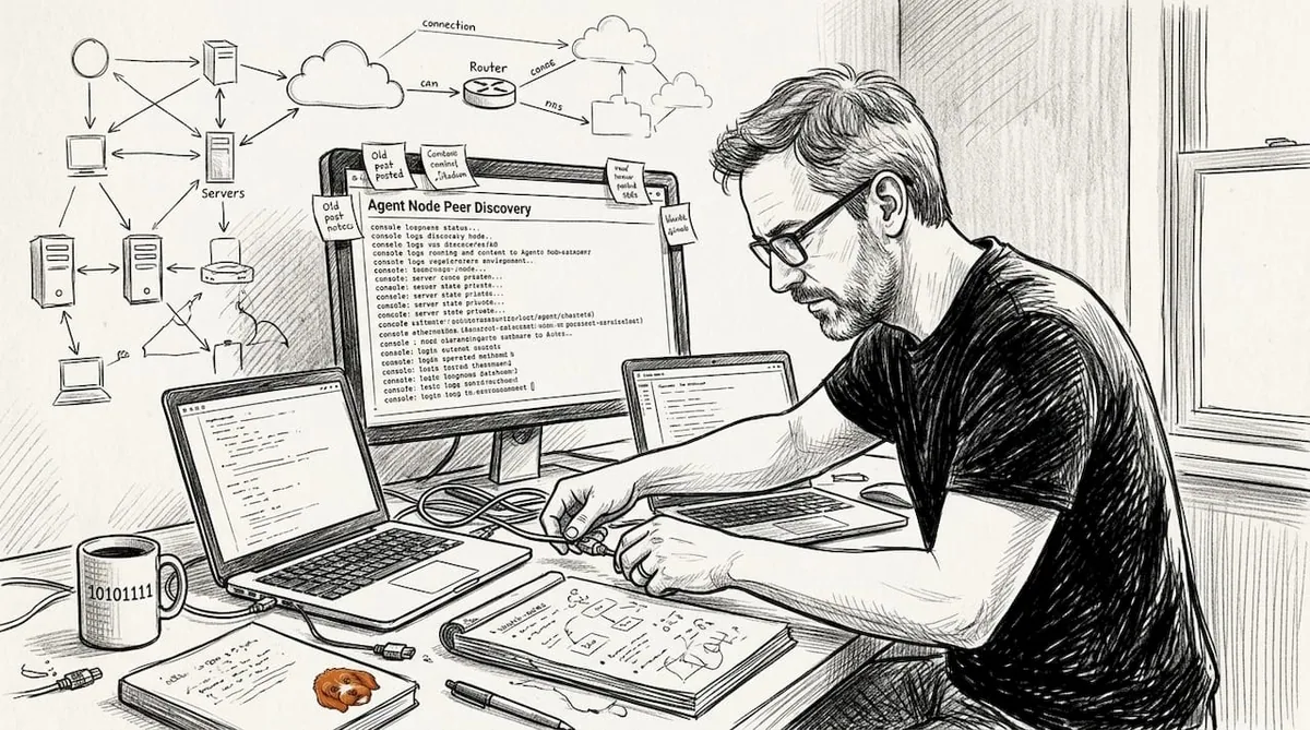 IT expert wiring peer-to-peer AI setup